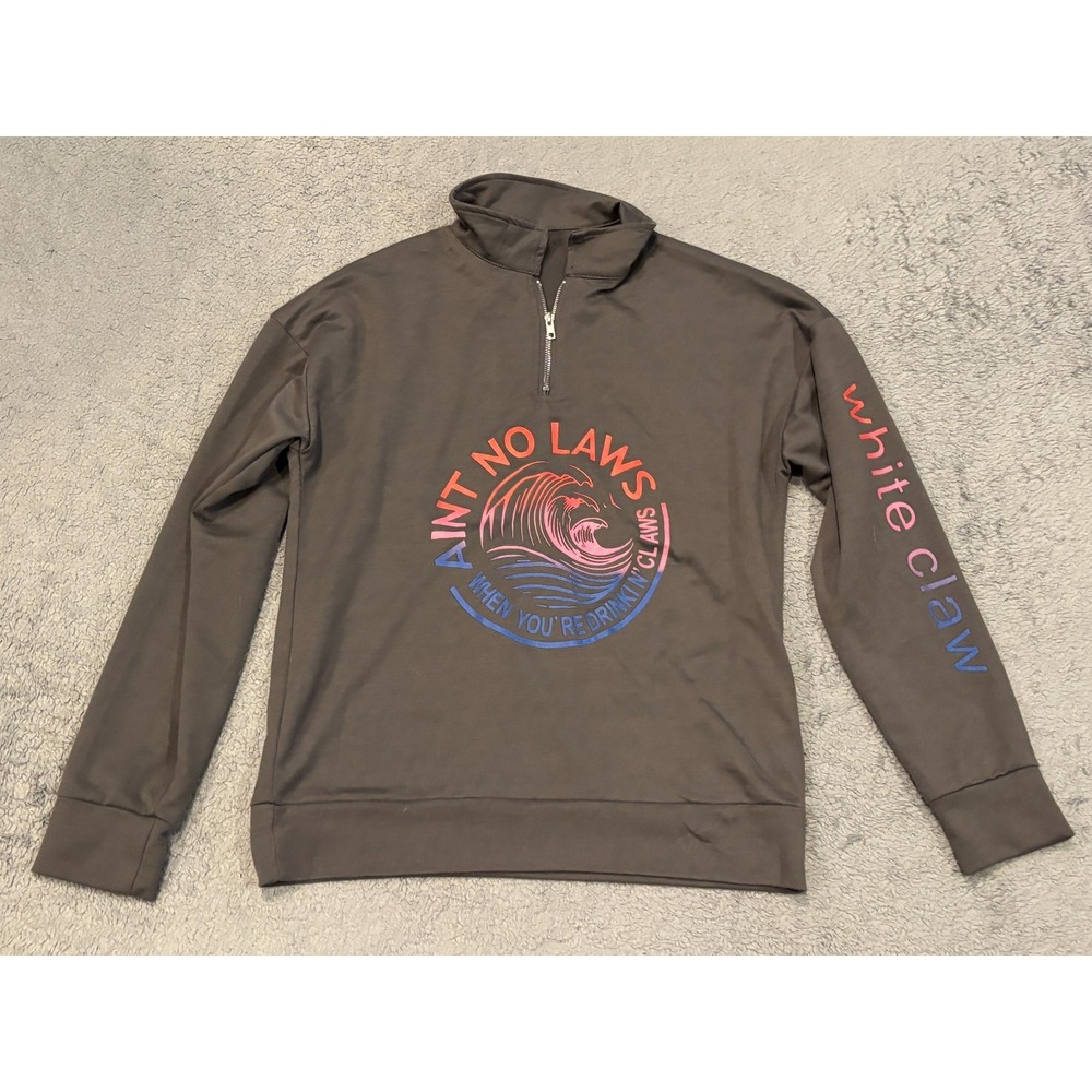 No Laws White Claw 1/4 Zip Pullover Mens Medium Gray Long Sleeve Stretch